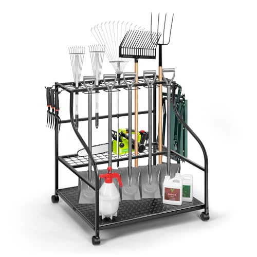VIVOSUN Garden Tool Organizer, Heavy Duty Steel Tool Rack Tool