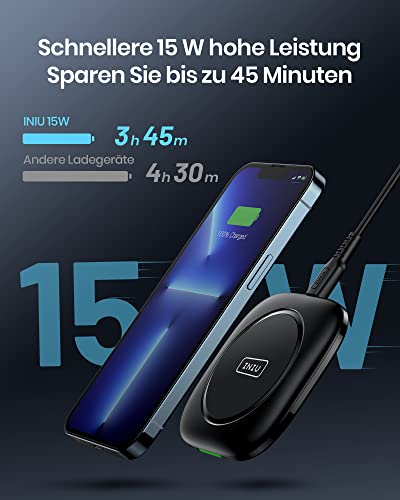 INIU 15W Qi-Certified Fast Wireless Charging Pad with Auto-Adaptive LED