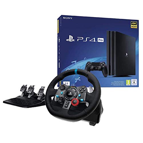 Sony PlayStation 4 Pro 1 To, Avec 1 manette et Logitech G29 Driving Force Volant de Course avec Pédales