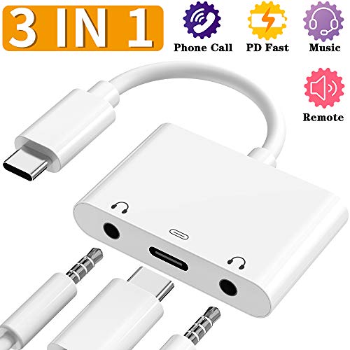 USB C 3.5mm Headphone Jack Adapter, Dual Earphone Digital Smart DAC Audio