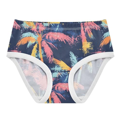ZZKKO Palm Tree Graffiti Color Girls Underwear Toddler Panties for Girls Comfort Brief Size 2T-8Y