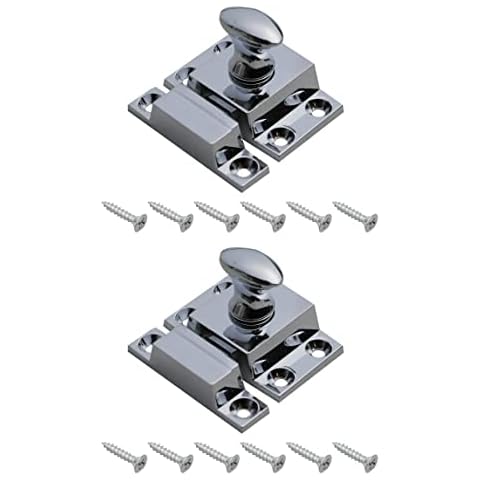Chrome Turn Catches Harmac House® 2 Pack Twist Door Locks Cupboard Cabinet Wardrobe Thumb Turn Catch Latches Cover