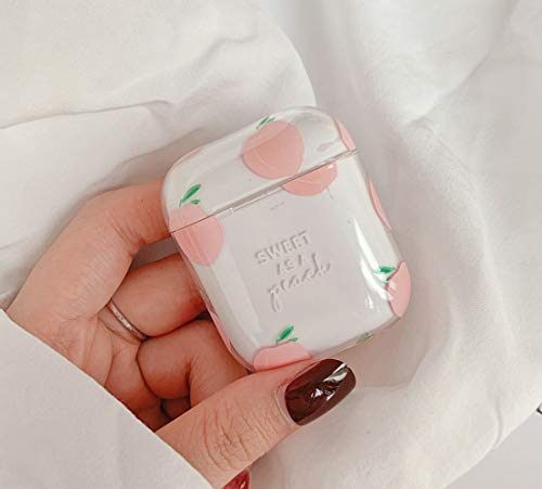 JANDM Compatible with Airpods Case,Clear Smooth Shockproof Protective Girls Kids Flowers Case (Peach)