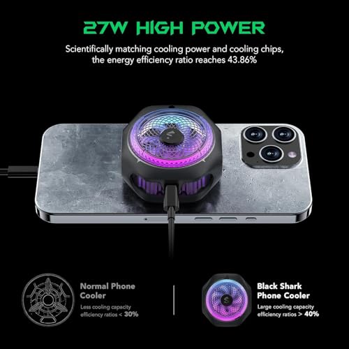 Image of Cubonic Black Shark MagCooler 4 Pro Magnetic RGB Light 27W Mobile Phone Cooler for Gaming, Video Streaming and Driving, Mobile Cooler for Phones, Tablets and Pads