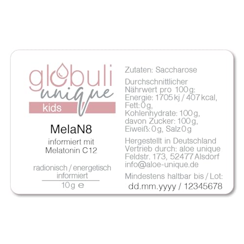 MelaN8 Melatonin Streukügelchen · globuli unique · hormonfreie & sanfte Hilfe bei einschlafen, durchschlafen, innere Ruhe, erholsamer Schlaf · 10 g ca. 1100 St.