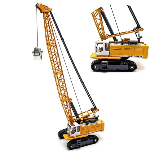 Tipmant Children Alloy Die-cast Car Model Toy Excavator Truck Digging Cable Engineering Vehicle Tower Crane Collection Gift for Kids Scale: 1:87