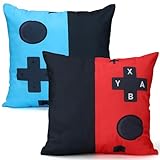 Aulock 2pcs 18' x 18' Pillow Covers Gamer Gifts for Teens Boys - Lumbar Throw Pillow Cases Game Room Decor (Exclude Stuffing)