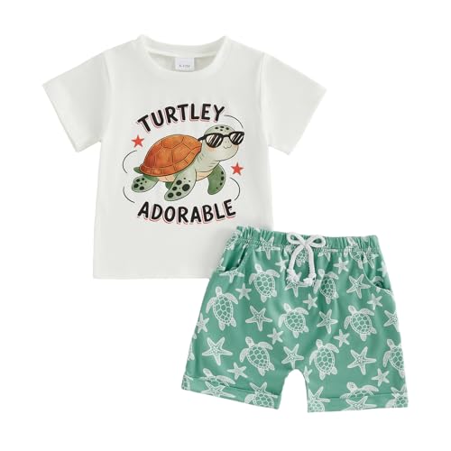 Image of Kupretty Baby Boy Clothes Toddler Summer Outfit Fishing T-Shirt Tees Shirt + Shorts 6 12 18 24 Months 2T 3T Clothing Set