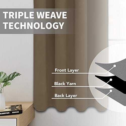 Image of Easy-Going Blackout Curtains for Bedroom, Solid Thermal Insulated Grommet and Noise Reduction Window Drapes, Room Darkening Curtains for Living Room, 2 Panels (52x46 in,Natural)