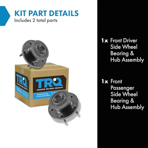 Image of TRQ Front Left and Right Wheel Bearing and Hub Assembly Set 2 Piece Compatible with 2005-2007 Avanti Avanti 2005-2009 Ford Mustang 4 Wheel ABS 2010-2014 Mustang