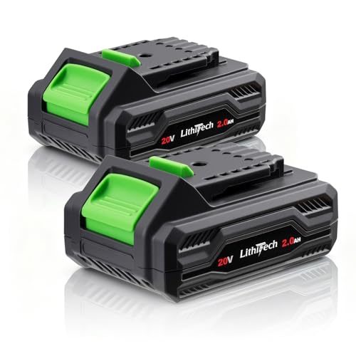LITHITECH 20v 2.0 Ah Lithium Ion Battery,Lithium Battery Features a Real-time Power Display Function,Extended Runtime for Cordless Power Tools (2 Pack)