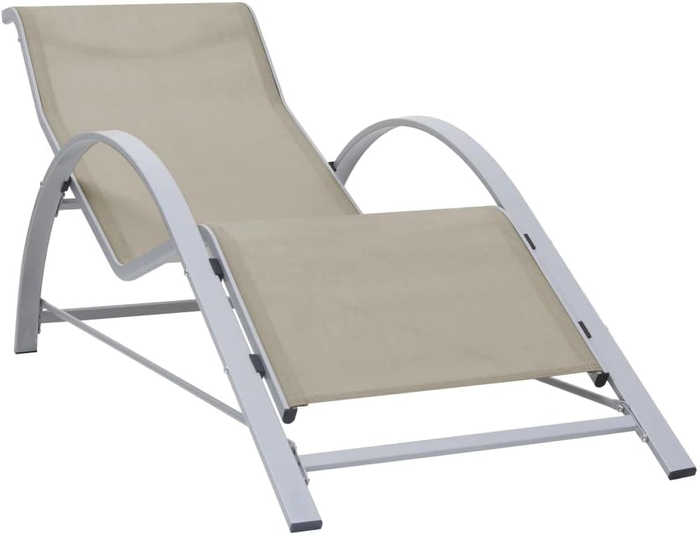 Sun Loungers 2 pcs with Table,Patio Furniture,Outdoor Seating,Patio Lounge Chairs,Tanning Chair,Sun Loungers Outdoor,for Outside,Patio,Yard,Lawn,Beach,Sunbathing,Pool, Aluminum Cream
