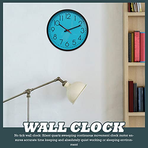 Winomo Modern Round Plastic Wall Clock Silent Home Decorative Mute Wall Clock Easy To Read Office Classroom Rustic Clock Without Battery Sky Blue #TOP4