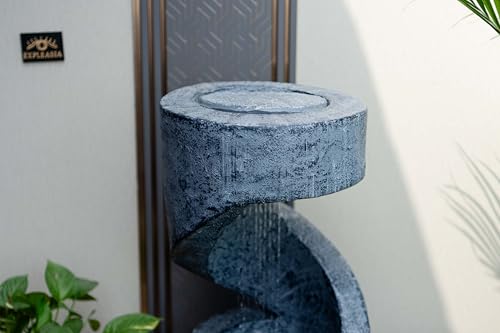 Image of EXPLEASIA Spiral Table Desk-Top Indoor Fountain Water Fountain for Garden Water Fountain for Home vastu Fountain for Home Decor Waterfall (31L x 31B x 59H cm) (Grey)