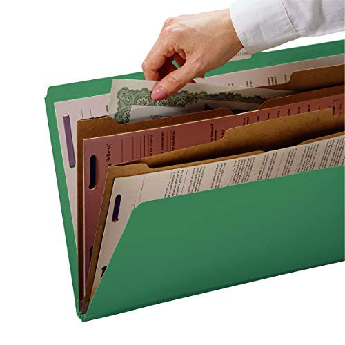 Smead-Pressboard-Classification-File-Folder-with-SafeSHIELD-Fasteners-2-Pocket-Dividers-2-Expansion-Letter-Size-Green-10-per-Box-14083