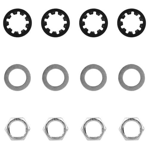 12pcs 3/8\" Guitar Jack Nuts Bass Lock Washers Acoustic Alloy Amp Input Output Socket Pots Tightener Receptacle Washer Replacement for Electric Sockets Accessories Replacement Part Tool Kit Hardware