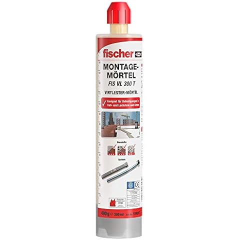 fischer Montagemörtel FIS VL 300 T, Wiess, Für Standardanwendungen in Voll-/Lochsteinmauerwerk, gerissenem Beton - 1 x Kartusche 300 ml, 2 x Statikmischer FIS MR Plus - Art.-Nr. 519557,Einzelkartusche Cover