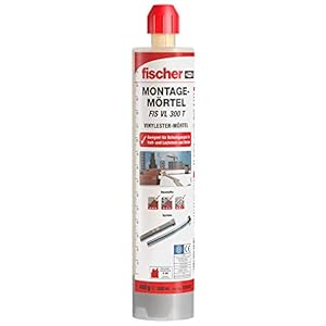 fischer Montagemortel FIS VL 300 T – Voor standaardtoepassingen in vol-/geperforeerde metselwerk en gescheurd beton – 1 x cartridge 300 ml, 2 x statische mixer FIS MR Plus – artikelnummer 519557