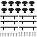 Kyrio 6 szt. czarne uchwyty do szafki + 10 szt. okrągłe gałki do szuflad, 15 cm płaskie czarne ze stali nierdzewnej uchwyty do szafki kuchennej 9 cm otwór środek 2,5 cm gałki do szafki
