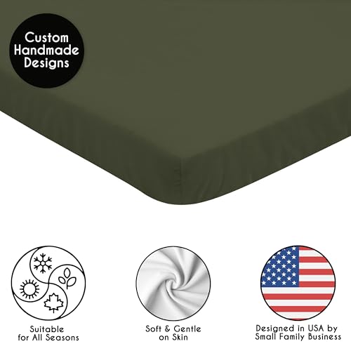 Image of Sweet Jojo Designs Baby Fitted Mini Crib Sheet (Solid Dark Green) for Boys /Girls, Newborn /Infant Nursery, Play Yards, Portable Cribs (Gender Neutral, Hunter, Forest, Sage, for Rustic Woodland Camo)