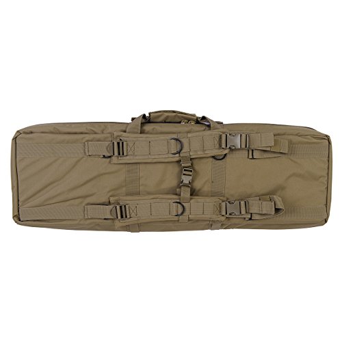 Lancer Tactical 600 Denier Polyester Double Carbine Soft Case Accessory Pouches Molle Webbing Secondary Gun Compartment Quick Detach Buckles Inner Storage Backpack Straps (Coyote Brown) #TOP5