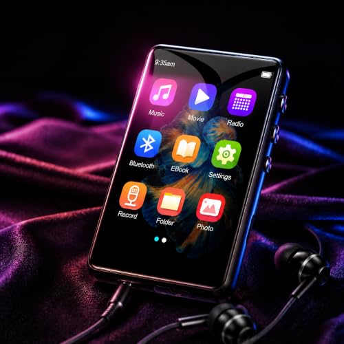 Image of 128GB MP3 Player with Bluetooth 5.4, 2.4 inch Portable HiFi Music Player with FM Radio /HD Speaker /E-Book, Digital Music Player Earphones Included