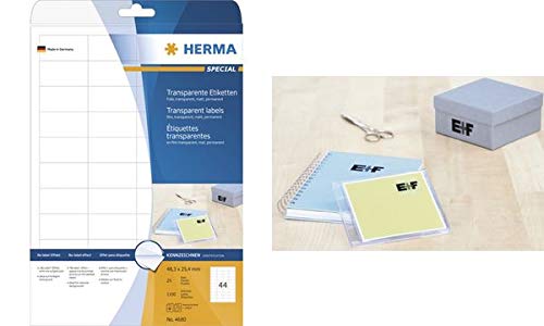 Étiquettes transparentes autocollantes et résistantes Herma 25 feuilles