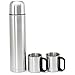 COM-FOUR® matracciera in acciaio inossidabile con tazze - bottiglia termica a doppia parete - thermos per gli spostamenti - 1000 ml (01 pezzi - 1 litro + 2 tazze)