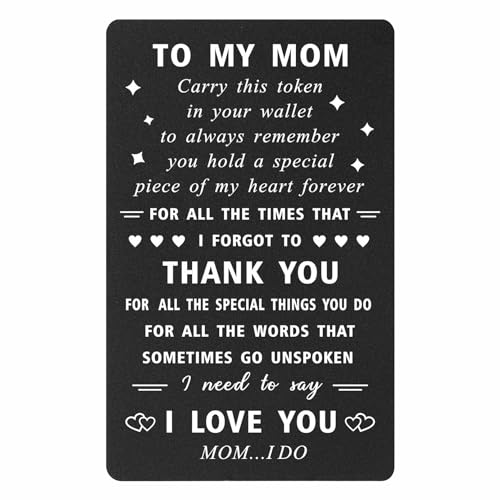 ENGZHI Unique Gifts for Mom Wallet Card Thank You I Love You Mommy Birthday Card from Daughter Son Mothers Day Gift Ideas Christmas
