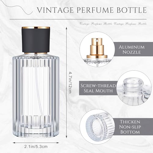 6 Pcs 100 ml Perfume Cologne Bottles Empty Refillable Travel Glass Chic Empty Perfume Spray Bottles Decorative Set for Men Women Portable Dispenser Fragrance Container Set2