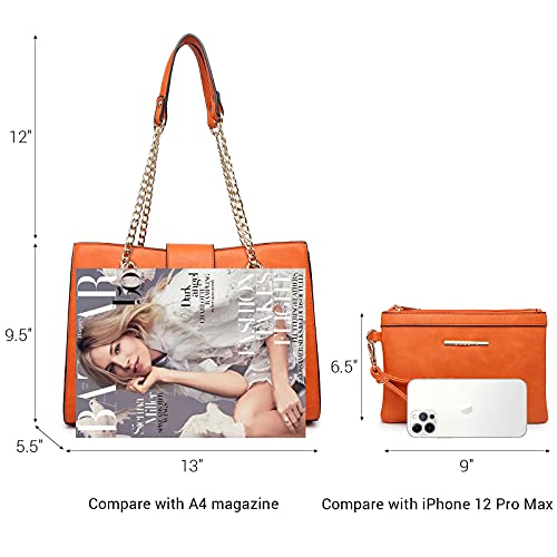 Dasein Hobo Handbag Vegan Leather Tote Chain Shoulder Purse for Women Satchel Bag With Matching Clutch - Image 5