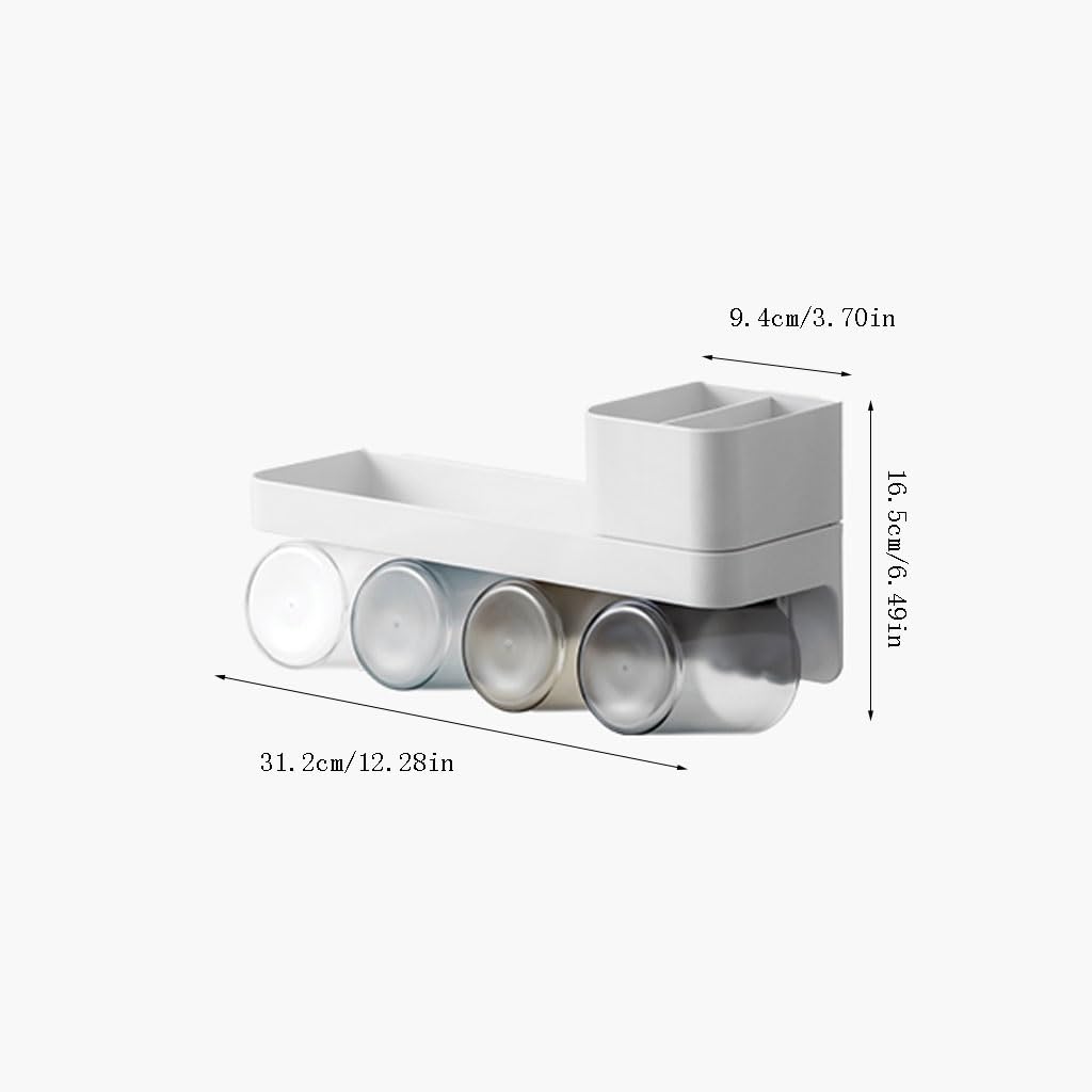 Estante para Cepillos de Dientes Scatola portaspazzolini a Parete Portaspazzolino Grigio Accessori for Il Bagno Staffa portaoggetti con Tazza Facile da installare(L31.2cm)