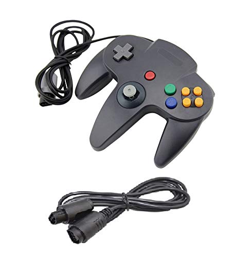 Darlington & Sohns - Mando negro para Nintendo 64 N64 Joystick negro Gamepad Joypad + alargador Extansion Cable Gamepad Cover