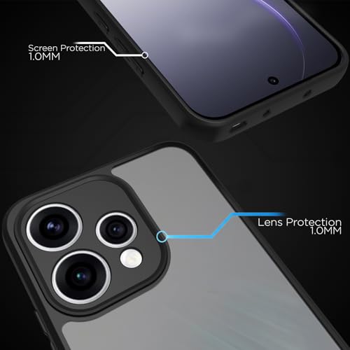 Image of RIGGEAR Shockproof Sleek Hybrid Armor Back Cover Case for Oppo Reno15, Reno 15 5G (Smoke Black Matte PC + Black TPU Bumper)