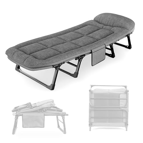 Lit de camping pliable inclinable 6 niveaux avec matelas