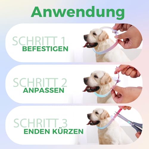 Zeckenhalsband für Hunde 69cm, Wasserdicht & Verstellbar Zeckenschutz Hund Verhindert Leishmaniose-Übertragung, 8 Monate Schutz Bunt