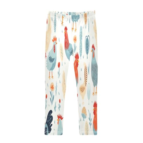 Bolaz Toddler Girls Leggings Printed Yoga Pants Leggings Blue Orange Chicken for Kids