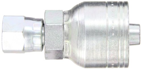 Image of Aeroquip 1AA4FJ6 Carbon Steel Global TTC (Thru the Cover) Crimp Hose Fitting Female JIC Swivel, Straight, 3 /8 inch Hose ID, 7 /16 inch - 20 Thread