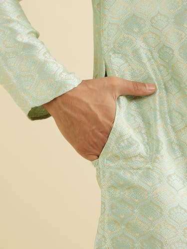 Image of Manyavar Men's Brocade Elegant Ethnic Motifs Printed Kurta Pyjama Set (2pcs)