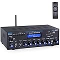 Pyle Wireless BT Stereo Amplifier - Multi Channel, 200 Watt Power, Home Audio Receiver System with FM Radio, BT, USB SD, AUX, RCA, Mic-in, BT and FM Antenna - PDA63BT