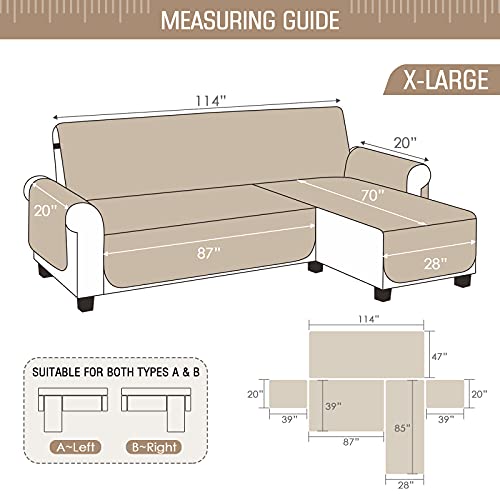 Image of TAOCOCO Couch Slipcover L Shape Sofa Cover Sectional Couch Chaise Lounge Cover Reversible Sofa Cover Furniture Protector Cover for Home Decor (Camel, X-Large)