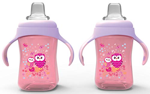 Image of Avima Baby 10 oz Soft Spout Sippy Cups, Pink (Set of 2)