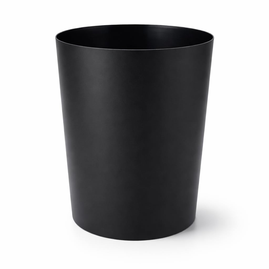 Koppet Bathroom Trash Can 5 Gallon Plastic Garbage Bin No Lid Black Matte Utility Waste Container for Bathroom