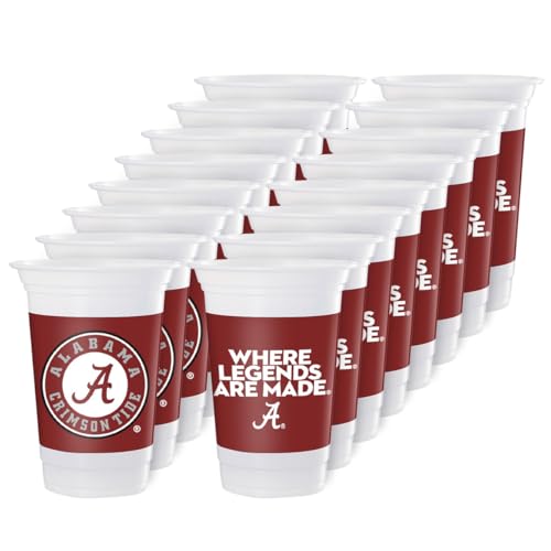 Westrick Alabama Crimson Tide 16oz Plastic Cups, 16 Pack – Officially Licensed University of Alabama Disposable Party Cups with Logo – Tailgating, Game Day, Graduation Parties & Fan Celebrations