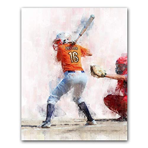 Personalized Softball Batter Sports Action Print - Gift for The Softball Player (11