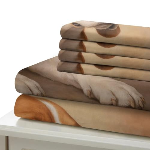 Housse de Couette Beagle Parure de Lit Enfant Microfibre Douce 140x200cm Imprimé 3D