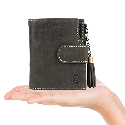 Image of Zeetap Wallets for Women - Genuine Leather Ladies Wallet - RFID Protected Ladies Wallet Slim Zipper Purse /Card Holder Organizer for Women (Olive Green)