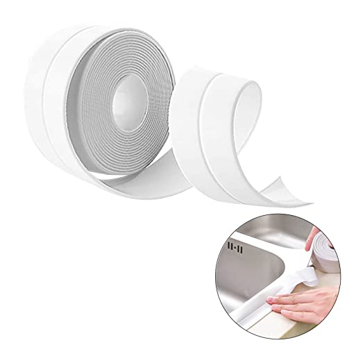 RANJIMA Rodapies Autoadhesivo, 12M Perfil PVC, Rodapie de Acabado Rodapiés Flexible Cinta Autoadhesiva, Embellecedor Encimera Cocina, Rodapié Plegable Cinta para Cocina Baño, Blanco, 19x19mm