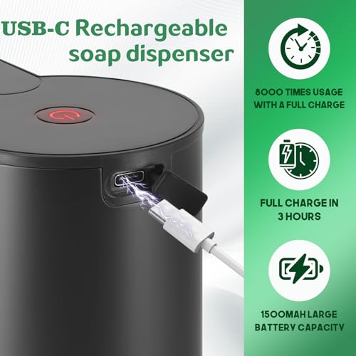 Hotbaby X8 AUTOMATIC HAND SOAP DISPENSER BLACK Automatic Hand Soap Dispenser Touchless: Foaming Soap Dispenser Stainless Steel thumb #3