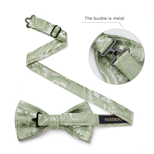 Image of HISDERN Bow Ties for Men Paisley Floral Pre-tied Bowtie Pocket Square Set Men's Formal Bow Ties Wedding Party